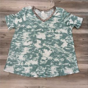 Now N Forever 1X, tie-dye cheetah,shirt waffle material, NWOT